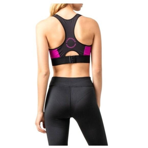 Calvin Klein Performance Racerback Bra XS Black & Pink High Support - Picture 2 of 10